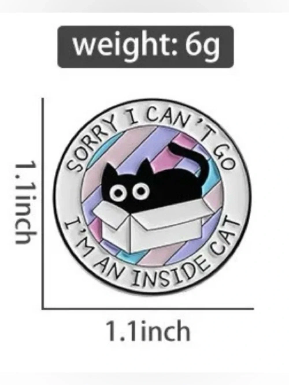 Sorry I Can’t Go I’m an Inside Cat Enamel Pin – Cute Black Cat Lapel Pin Badge